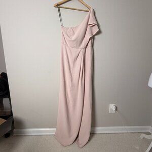 2/$30 White Vera Wang Nude Pink One Shoulder Bridesmaid Dress 12